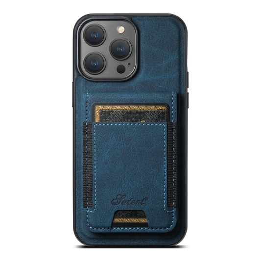 For iPhone 15 Pro Max Suteni H17 Litchi Texture Leather MagSafe Detachable Wallet Phone Case(Blue) - iPhone 15 Pro Max Cases by Suteni | Online Shopping UK | buy2fix