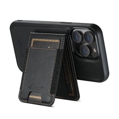 For iPhone 15 Pro Max Suteni H17 Oil Eax Leather MagSafe Detachable Wallet Phone Case(Black) - iPhone 15 Pro Max Cases by Suteni | Online Shopping UK | buy2fix