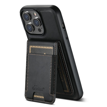 For iPhone 14 Suteni H17 Oil Eax Leather MagSafe Detachable Wallet Phone Case(Black) - iPhone 14 Cases by Suteni | Online Shopping UK | buy2fix