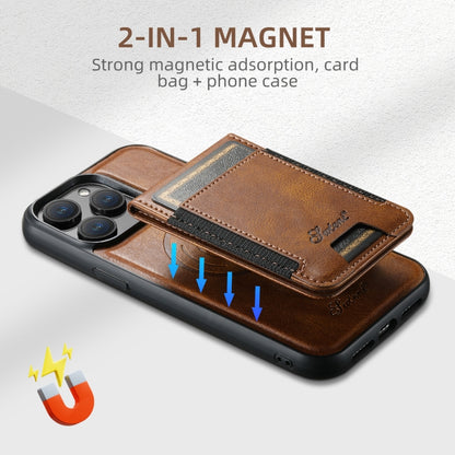 For iPhone 16 Plus Suteni H17 Oil Eax Leather MagSafe Detachable Wallet Phone Case(Brown) - iPhone 16 Plus Cases by Suteni | Online Shopping UK | buy2fix