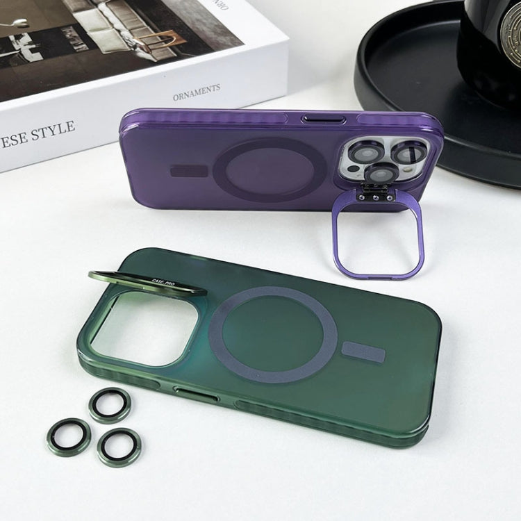 For iPhone 14 Pro MagSafe Lens Holder PC Hybrid TPU Phone Case(Green) - iPhone 14 Pro Cases by buy2fix | Online Shopping UK | buy2fix