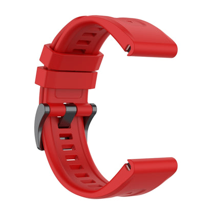 For Garmin Fenix 7 Pro Solid Color Black Buckle Silicone Quick Release Watch Band(Red) - Watch Bands by buy2fix | Online Shopping UK | buy2fix