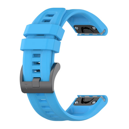 For Garmin Fenix 7 Solar / Sapphire Solar Solid Color Black Buckle Silicone Quick Release Watch Band(Sky Blue) - Watch Bands by buy2fix | Online Shopping UK | buy2fix