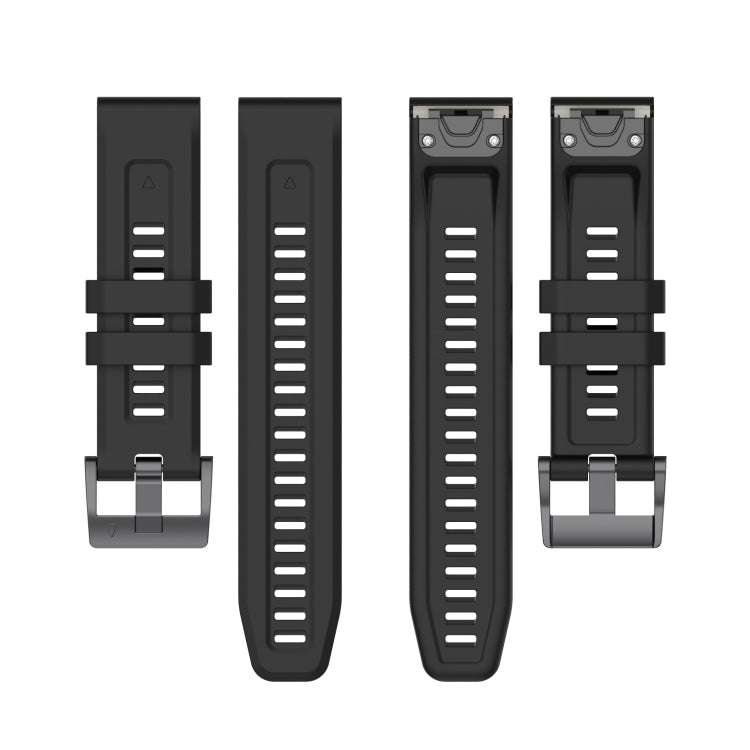 For Garmin Fenix 5 / Fenix 5 Plus Solid Color Black Buckle Silicone Quick Release Watch Band(Black) - Watch Bands by buy2fix | Online Shopping UK | buy2fix