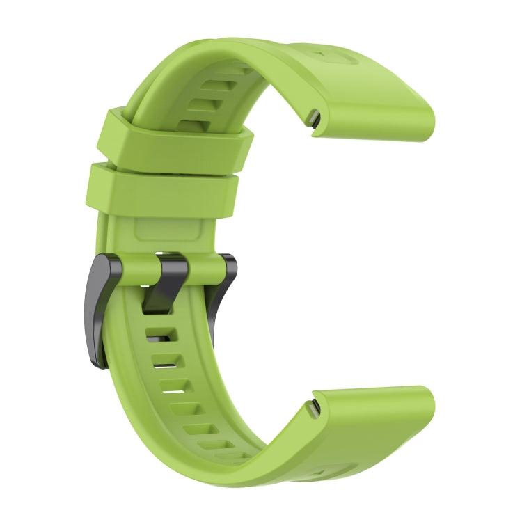 For Garmin Fenix 5 / Fenix 5 Plus Solid Color Black Buckle Silicone Quick Release Watch Band(Lime green) - Watch Bands by buy2fix | Online Shopping UK | buy2fix