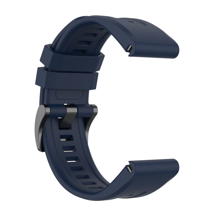 For Garmin Fenix 5 / Fenix 5 Plus Solid Color Black Buckle Silicone Quick Release Watch Band(Dark Blue) - Watch Bands by buy2fix | Online Shopping UK | buy2fix