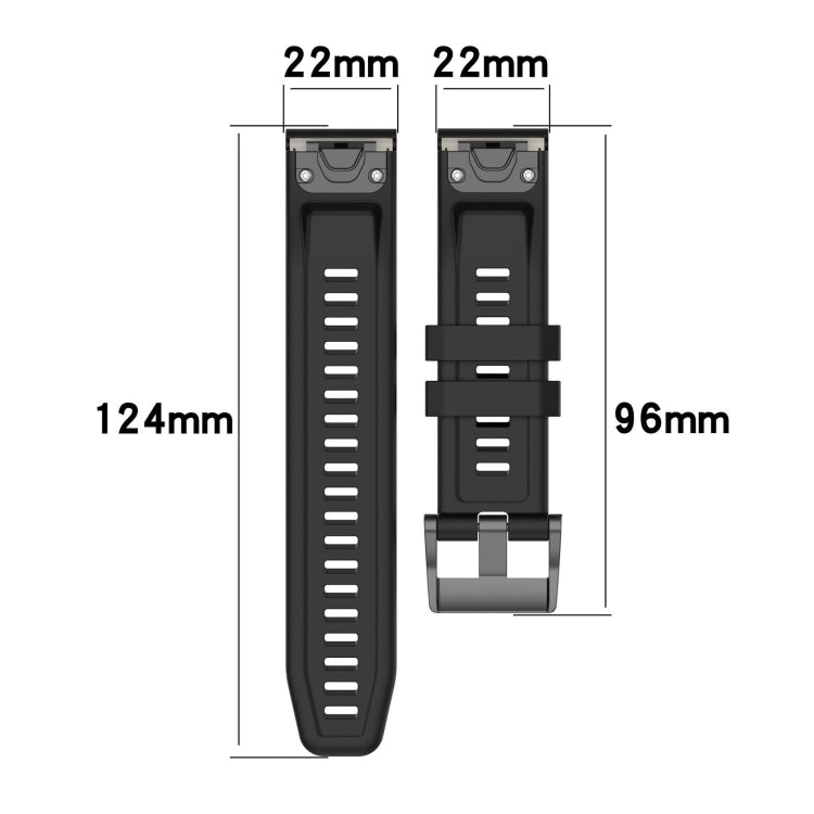 For Garmin Fenix 7 Pro Solid Color Black Buckle Silicone Quick Release Watch Band(White) - Watch Bands by buy2fix | Online Shopping UK | buy2fix