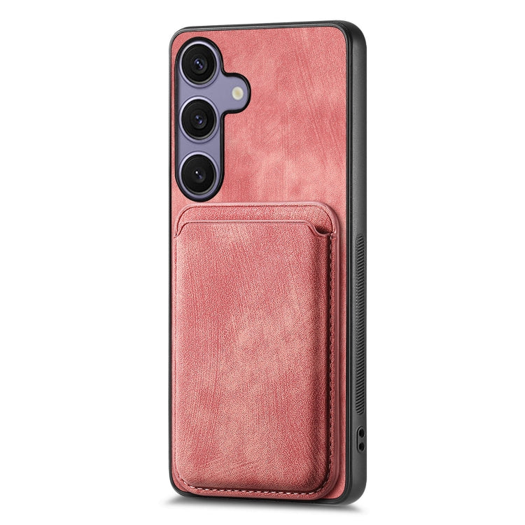 For Samsung Galaxy S25+ 5G Retro Leather Card Bag Magnetic Phone Case(Pink) - Galaxy S25+ 5G Cases by buy2fix | Online Shopping UK | buy2fix