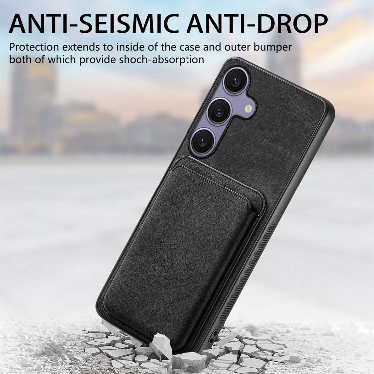 For Samsung Galaxy S25+ 5G Retro Leather Card Bag Magnetic Phone Case(Black) - Galaxy S25+ 5G Cases by buy2fix | Online Shopping UK | buy2fix