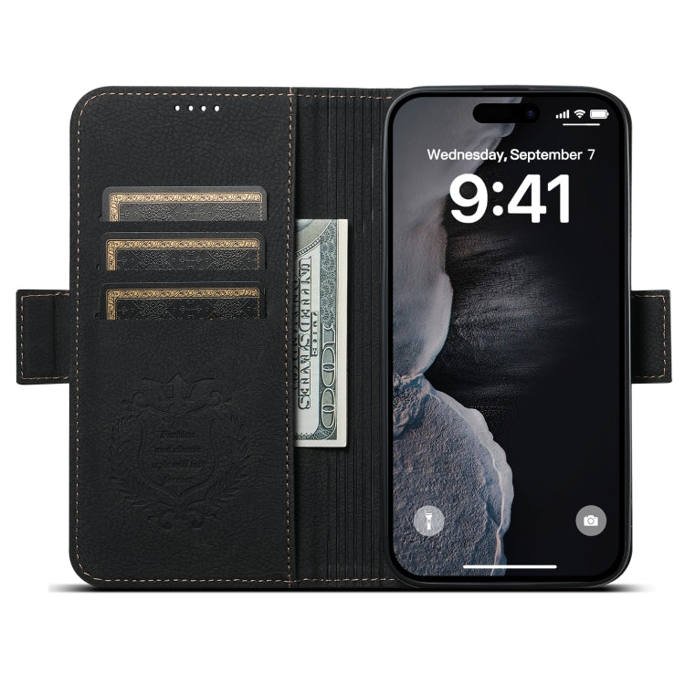 For iPhone 15 Pro SUTENI J07 Multifunctional Horizontal Flip Magsafe Leather Phone Case(Black) - iPhone 15 Pro Cases by Suteni | Online Shopping UK | buy2fix