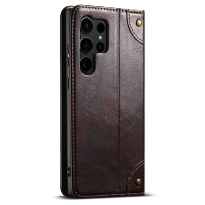 For Samsug Galaxy S24 Ultra 5G Suteni Baroque Calf Texture Buckle Wallet Leather Phone Case(Brown) - Galaxy S24 Ultra 5G Cases by Suteni | Online Shopping UK | buy2fix