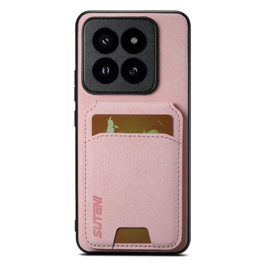 For Xiaomi 13 Suteni H02 Litchi Leather Card Wallet Stand Back Phone Case(Pink) - 13 Cases by Suteni | Online Shopping UK | buy2fix