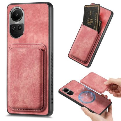 For OPPO Reno10 Global Retro Leather Card Bag Magnetic Phone Case(Pink) - OPPO Cases by buy2fix | Online Shopping UK | buy2fix