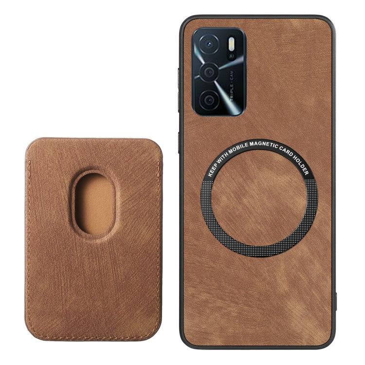 For OPPO A17K Retro Leather Card Bag Magnetic Phone Case(Brown) - OPPO Cases by buy2fix | Online Shopping UK | buy2fix