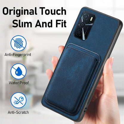 For OPPO A57 4G Retro Leather Card Bag Magnetic Phone Case(Blue) - OPPO Cases by buy2fix | Online Shopping UK | buy2fix