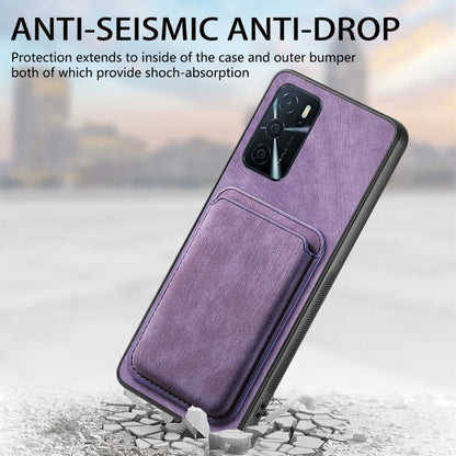 For OPPO A57 4G Retro Leather Card Bag Magnetic Phone Case(Purple) - OPPO Cases by buy2fix | Online Shopping UK | buy2fix