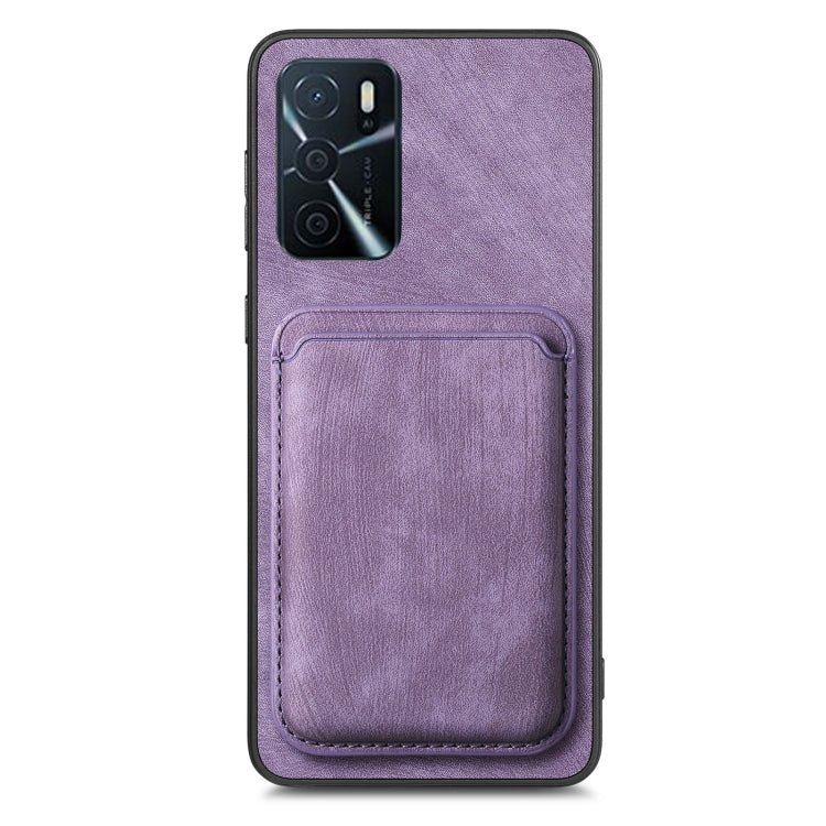 For OPPO Reno8 5G Retro Leather Card Bag Magnetic Phone Case(Purple) - OPPO Cases by buy2fix | Online Shopping UK | buy2fix