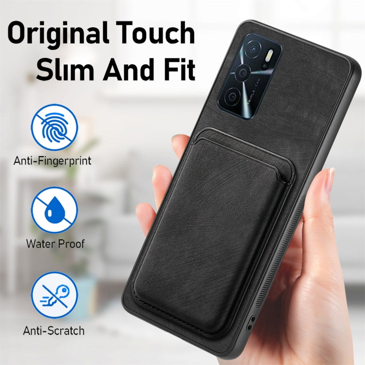 For OPPO A16 Retro Leather Card Bag Magnetic Phone Case(Black) - OPPO Cases by buy2fix | Online Shopping UK | buy2fix