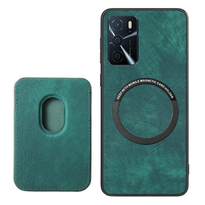 For OPPO Reno6 Pro 5G Retro Leather Card Bag Magnetic Phone Case(Green) - OPPO Cases by buy2fix | Online Shopping UK | buy2fix