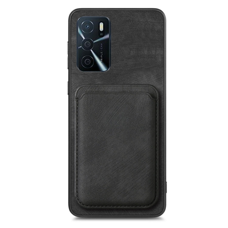 For OPPO A15 Retro Leather Card Bag Magnetic Phone Case(Black) - OPPO Cases by buy2fix | Online Shopping UK | buy2fix