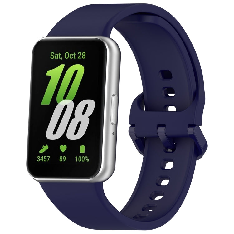 For Samsung Galaxy Fit 3 Solid Color Colorful Buckle Silicone Watch Band(Dark Blue) - Watch Bands by buy2fix | Online Shopping UK | buy2fix