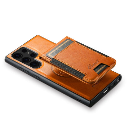 For Samsung Galaxy S24 Ultra 5G Suteni H17 Oil Eax Leather Detachable Wallet Phone Case(Khaki) - Galaxy S24 Ultra 5G Cases by Suteni | Online Shopping UK | buy2fix