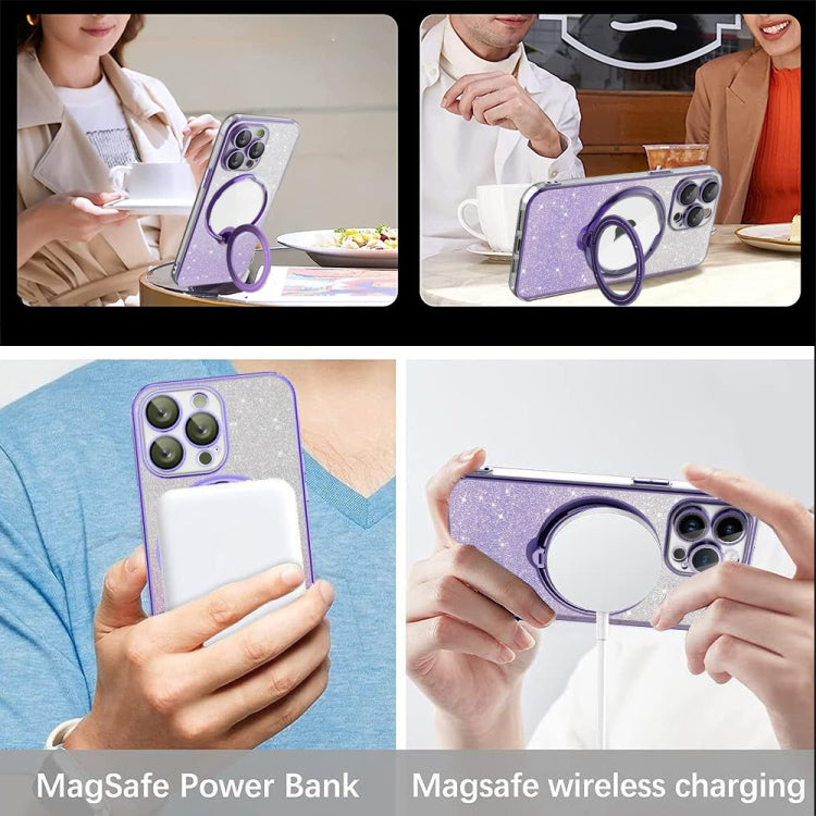 For iPhone 11 Pro Max Rotation MagSafe Holder Gradient Glitter TPU Phone Case(Cangling) - iPhone 11 Pro Max Cases by buy2fix | Online Shopping UK | buy2fix