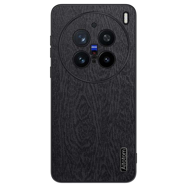 For vivo X200 Pro mini Tree Bark Leather Shockproof Phone Case(Black) - X200 Pro mini Cases by buy2fix | Online Shopping UK | buy2fix