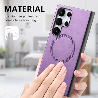 For Samsung Galaxy S24+ 5G Solid Color Retro Magsafe PU Back Cover Phone Case(Purple) - Galaxy S24+ 5G Cases by buy2fix | Online Shopping UK | buy2fix