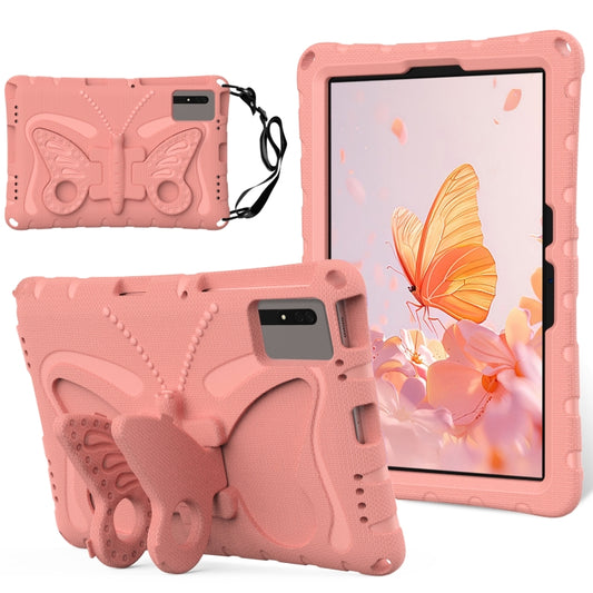 For Samsung Galaxy Tab S7 T870 Butterfly Bracket EVA Shockproof Tablet Case(Pink Orange) - Galaxy Tab S7 by buy2fix | Online Shopping UK | buy2fix