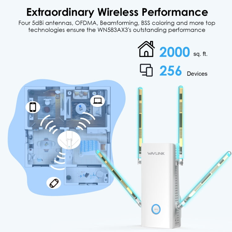 Wavlink WN583AX3 AX3000 Dual Band WiFi Repeater/AP/Router/Mesh Mode WiFi Extender, Plug:EU Plug - Wireless Routers by WAVLINK | Online Shopping UK | buy2fix