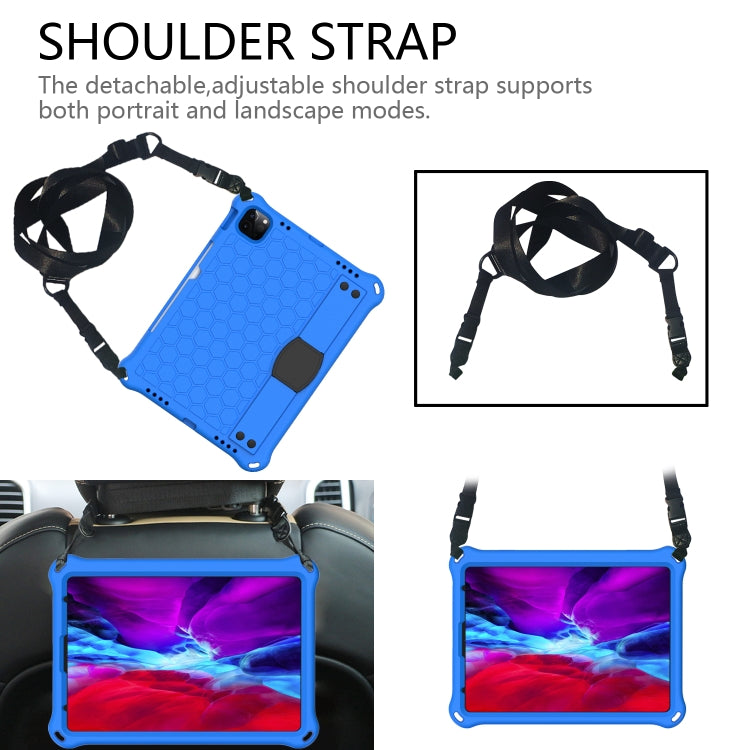 For iPad Pro 11 2024 Honeycomb EVA Hybrid PC Tablet Case with Strap(Blue+Black) - iPad Pro 11 2024 Cases by buy2fix | Online Shopping UK | buy2fix