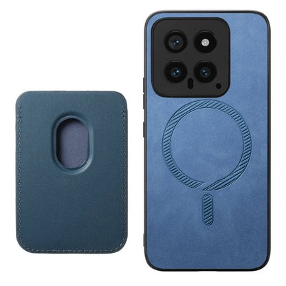 For Xiaomi Redmi K60 Ultra Retro Magsafe Card Bag PU Back Cover Phone Case(Blue) - Redmi K60 Ultra Cases by buy2fix | Online Shopping UK | buy2fix