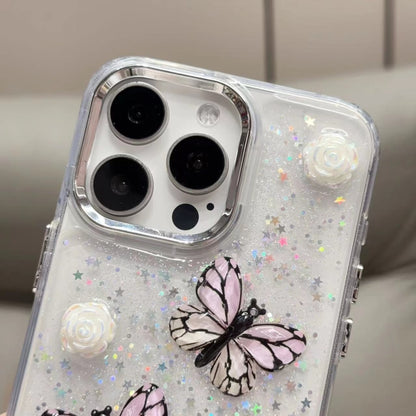 For iPhone 16 Pro Glitter 3D Butterfly TPU Phone Case(Pink) - iPhone 16 Pro Cases by buy2fix | Online Shopping UK | buy2fix