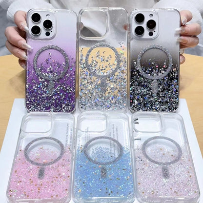 For iPhone 11 Pro Max Gradient Glitter MagSafe PC Hybrid TPU Phone Case(Gradient Silver) - iPhone 11 Pro Max Cases by buy2fix | Online Shopping UK | buy2fix