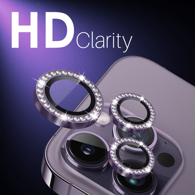 For iPhone 15 Pro / 15 Pro Max NORTHJO 2 Set 6Pcs Camera Lens Protector Diamond Metal Ring Film(Purple) - iPhone 15 Pro Max Tempered Glass by NORTHJO | Online Shopping UK | buy2fix