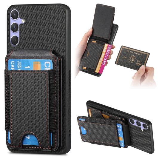 For Samsung Galaxy S25 Ultra 5G Carbon Fiber Vertical Flip Wallet Stand Phone Case(Black) - Galaxy S25 Ultra 5G Cases by buy2fix | Online Shopping UK | buy2fix