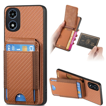 For Motorola Moto G Play 2024  5G Carbon Fiber Vertical Flip Wallet Stand Phone Case(Brown) - Motorola Cases by buy2fix | Online Shopping UK | buy2fix