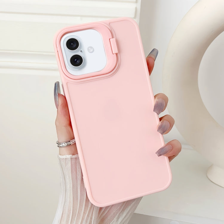 For iPhone 16 Plus Lens Frame Holder Shockproof Phone Case(Pink) - iPhone 16 Plus Cases by buy2fix | Online Shopping UK | buy2fix