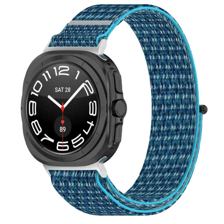 For Samsung Galaxy Watch Ultra 47mm Loop Nylon Hook and Loop Fastener Watch Band(Sea Blue) - Watch Bands by buy2fix | Online Shopping UK | buy2fix