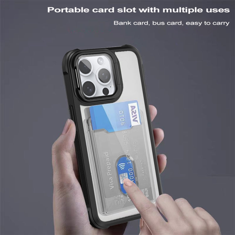 For iPhone 16 Pro Card Bag Holder Acrylic Hybrid TPU Phone Case(White) - iPhone 16 Pro Cases by buy2fix | Online Shopping UK | buy2fix