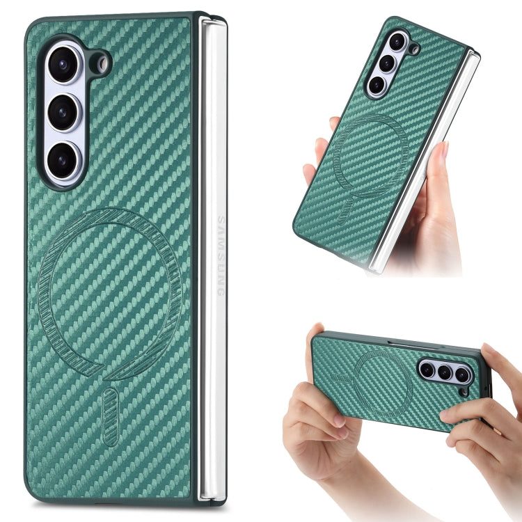 For Samsung Galaxy Z Fold6 Carbon Fiber Magsafe Phone Case(Green) - Galaxy Z Flip6 5G Cases by buy2fix | Online Shopping UK | buy2fix