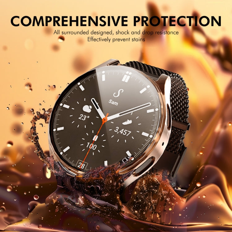 For Samsung Galaxy Watch7 44mm ENKAY Hat-Prince Full Coverage Electroplated Soft TPU Case with Screen Protection(Rose Gold) - Watch Cases by ENKAY | Online Shopping UK | buy2fix