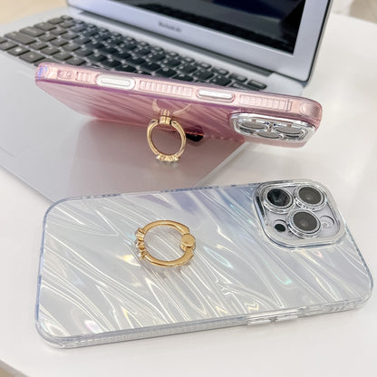 For iPhone 16 Pro Max Plating Glitter Texture Ring Holder TPU Phone Case with Lens Film(Purple Water Ripples) - iPhone 16 Pro Max Cases by buy2fix | Online Shopping UK | buy2fix