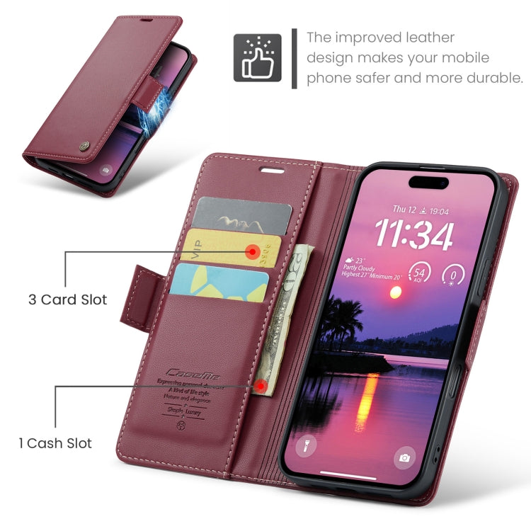 For iPhone 16 Pro CaseMe 023 Butterfly Buckle Litchi Texture RFID Anti-theft Leather Phone Case(Red) - iPhone 16 Pro Cases by CaseMe | Online Shopping UK | buy2fix