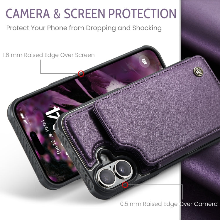 For iPhone 16 CaseMe C22 Card Slots Holder RFID Anti-theft Phone Case(Purple) - iPhone 16 Cases by CaseMe | Online Shopping UK | buy2fix