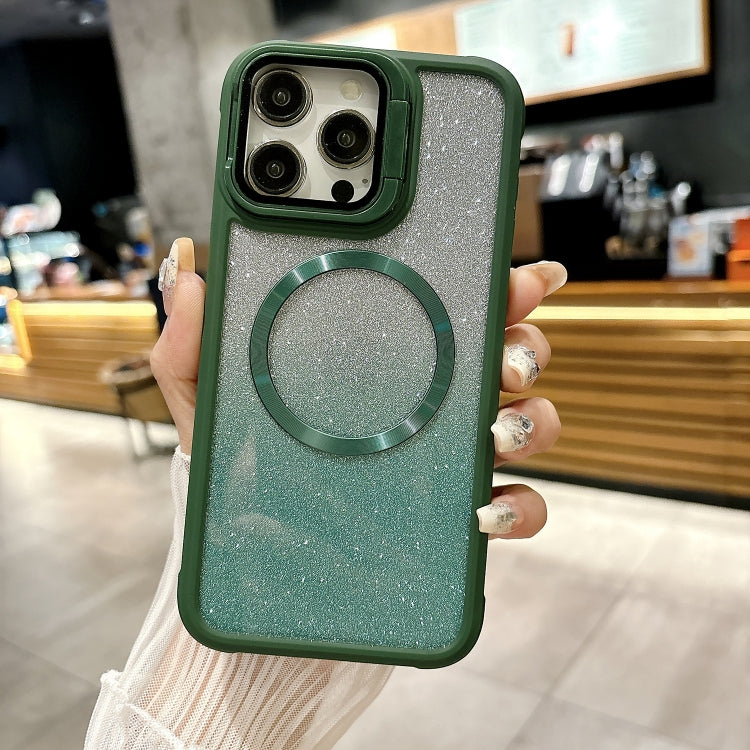 For iPhone 14 Pro CD-grain Gradient Glitter Magsafe Acrylic Hybrid TPU Phone Case(Green) - iPhone 14 Pro Cases by buy2fix | Online Shopping UK | buy2fix