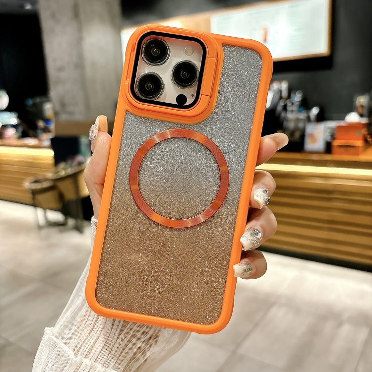 For iPhone 16 Pro Max CD-grain Gradient Glitter Magsafe Acrylic Hybrid TPU Phone Case(Orange) - iPhone 16 Pro Max Cases by buy2fix | Online Shopping UK | buy2fix