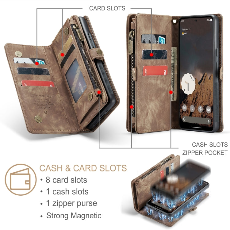 For Google Pixel 9 / 9 Pro CaseMe 008 Detachable Multifunctional Leather Phone Case(Brown) - Google Cases by CaseMe | Online Shopping UK | buy2fix