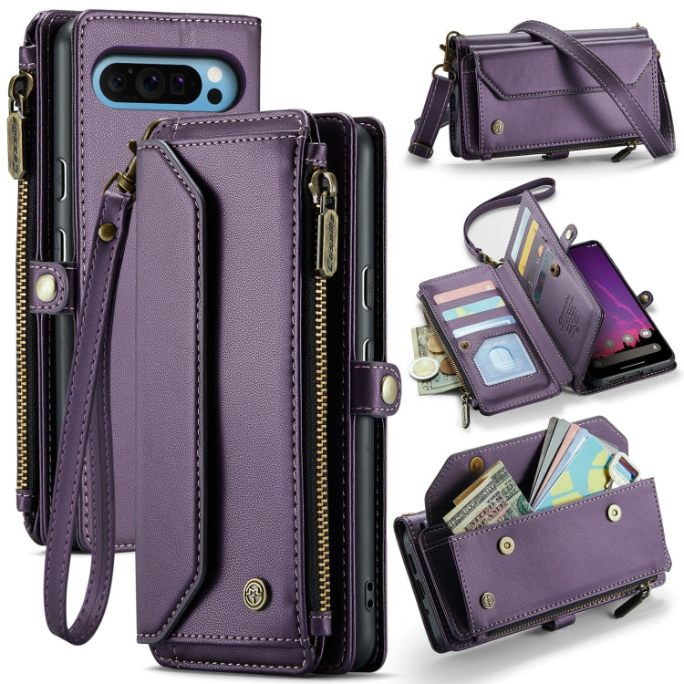 For Google Pixel 9 Pro XL CaseMe C36 Card Slots Zipper Wallet RFID Anti-theft Leather Phone Case(Purple) - Google Cases by CaseMe | Online Shopping UK | buy2fix